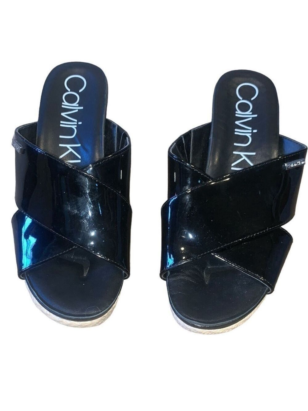 CALVIN KLEIN Jaclyn Black Platform Sandal Open Toes size 8 - Picture 4 of 7